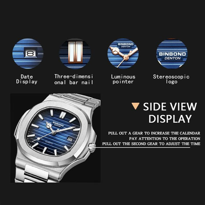 B1885 30M Waterproof Retro Luminous Square Men Quartz Watch