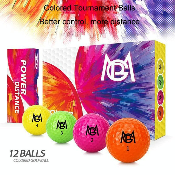 12-Pack Double Layer Golf Practice Balls - Colourful Competition Set