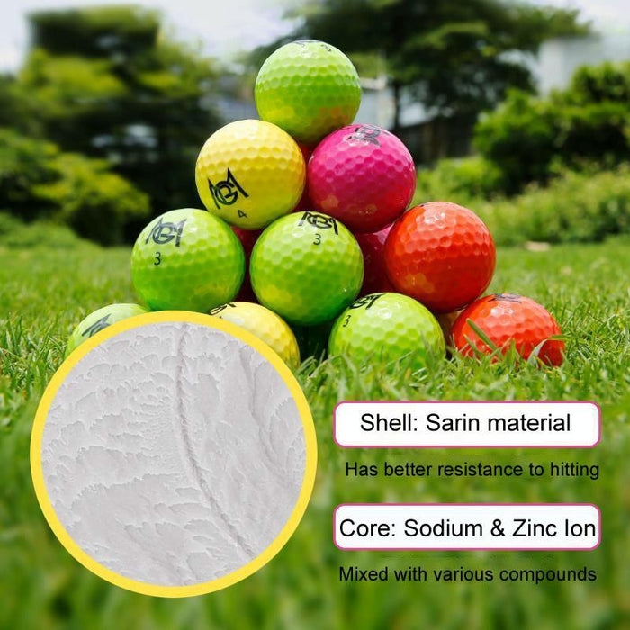 12-Pack Double Layer Golf Practice Balls - Colourful Competition Set