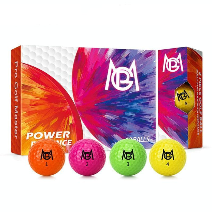 12-Pack Double Layer Golf Practice Balls - Colourful Competition Set