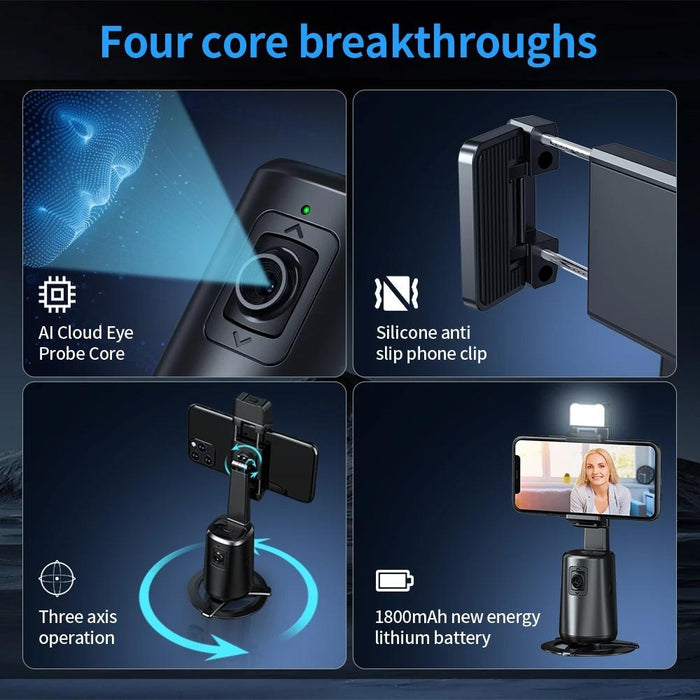 Auto Tracking Gimbal Stabilizer with Fill Light and Selfie