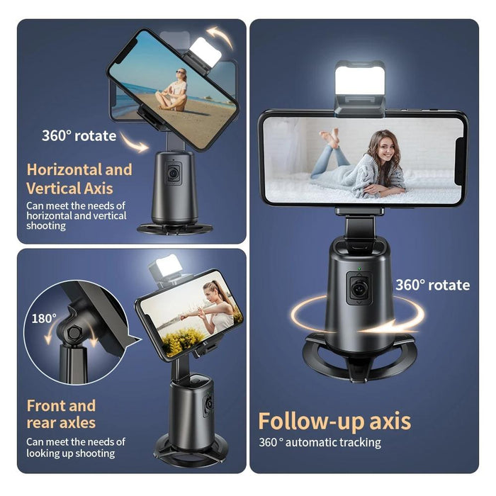 Auto Tracking Gimbal Stabilizer with Fill Light and Selfie