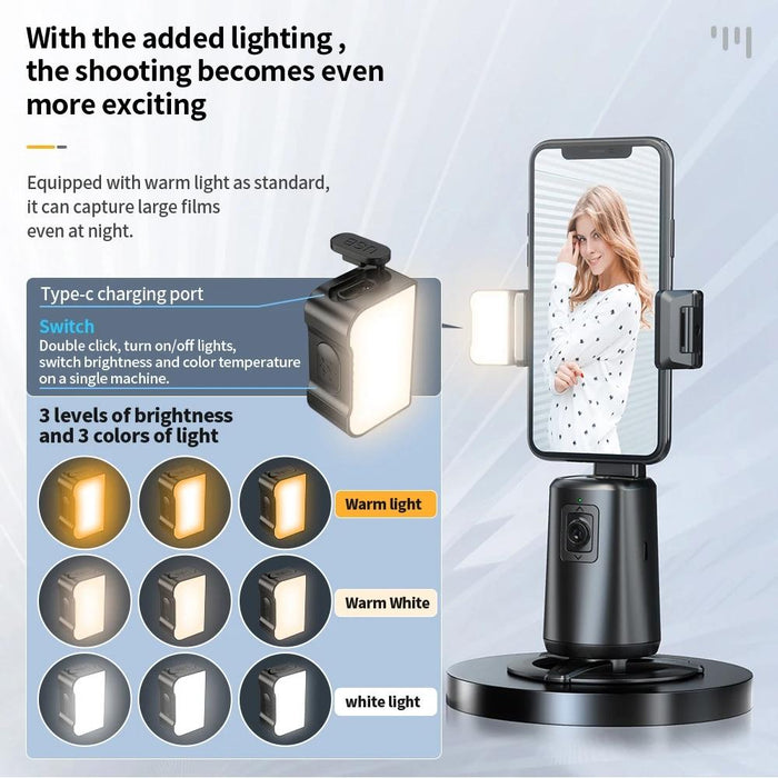 Auto Tracking Gimbal Stabilizer with Fill Light and Selfie