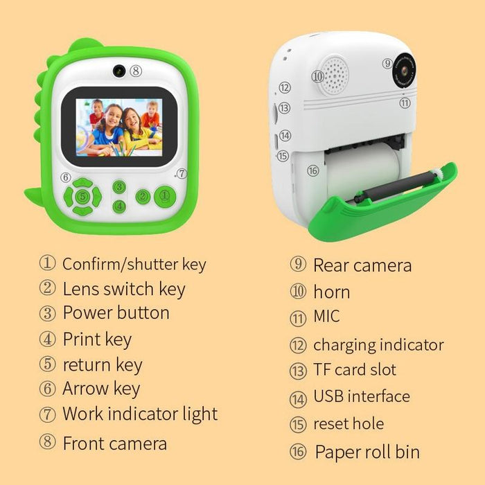 2.4 Inch 1080P Hd Instant Printing Camera Children Thermal Printer With 32G Tf Card