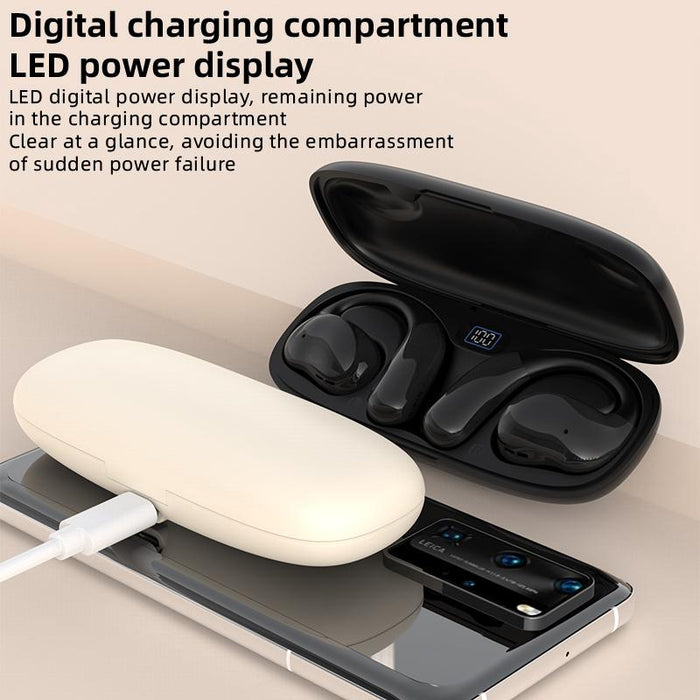 Ows Hanging Ear Bluetooth Earphones With Digital Display Charging Compartment