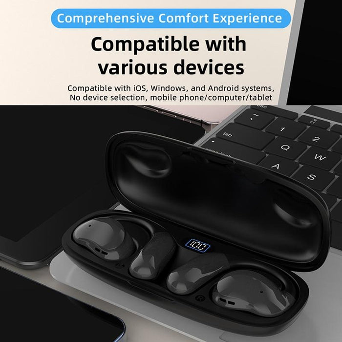 Ows Hanging Ear Bluetooth Earphones With Digital Display Charging Compartment