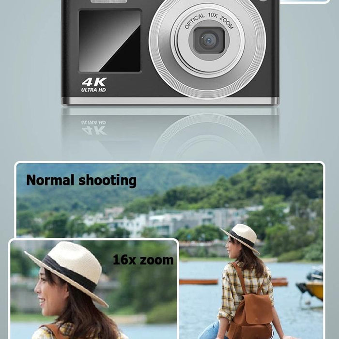 4K Hd Optical Zoom Digital Camera 60Mp Dual Screen Selfie Camera No Memory