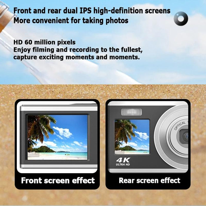 4K Hd Optical Zoom Digital Camera 60Mp Dual Screen Selfie Camera No Memory