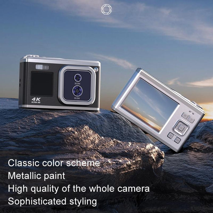 4K Hd Optical Dual Lens Digital Camera 50Mp Dual Screen Selfie Camera No Memory