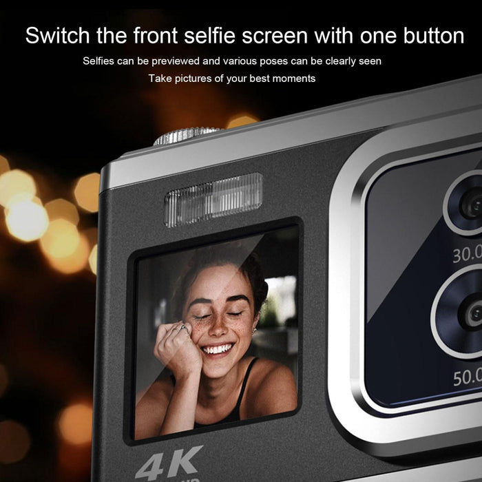 4K Hd Optical Dual Lens Digital Camera 50Mp Dual Screen Selfie Camera No Memory