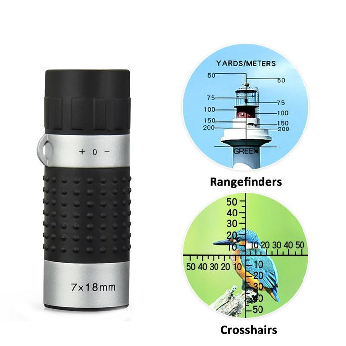 7 X 18 Mini Monoculars Telescope For Hunting Golf Hiking Bird Watching - Crosshairs