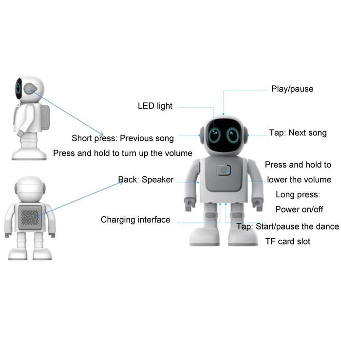 App Intelligent Programming Astronaut Bluetooth Audio Dancing Robot Silver Gray