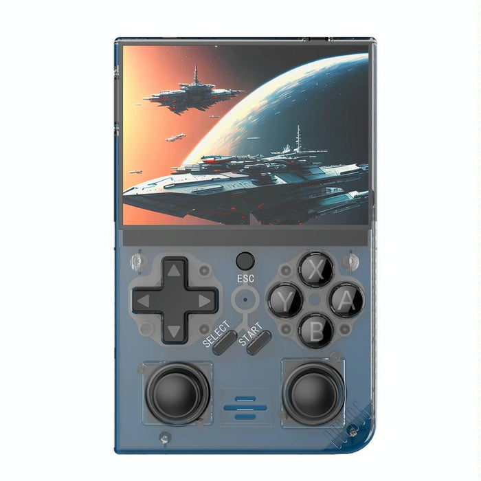 R35Plus 3.5 Inch Handheld Game Console Built-In 64G 10 000 & Games Transparent Black