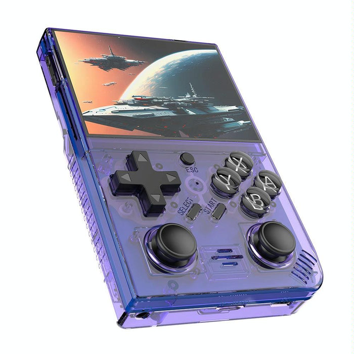 R35Plus 3.5 Inch Handheld Game Console Built-In 64G 10 000 & Games Transparent Black