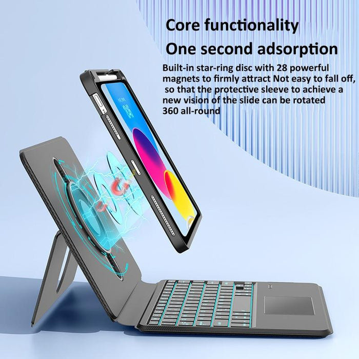 For Ipad 10.5 / 10.2 Inch Universal Rotatable Magnetic Case With Keyboard Suspended Slide Rail Protective Cover