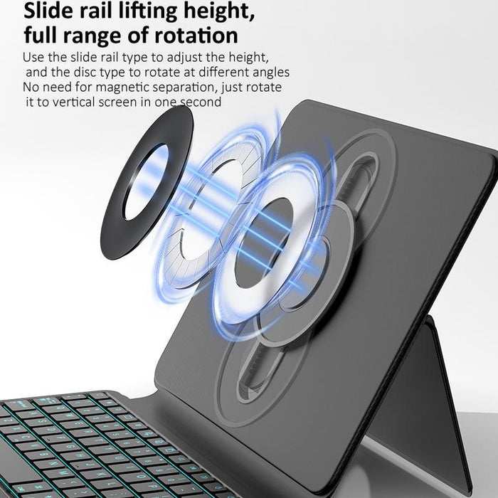 For Ipad 10.5 / 10.2 Inch Universal Rotatable Magnetic Case With Keyboard Suspended Slide Rail Protective Cover