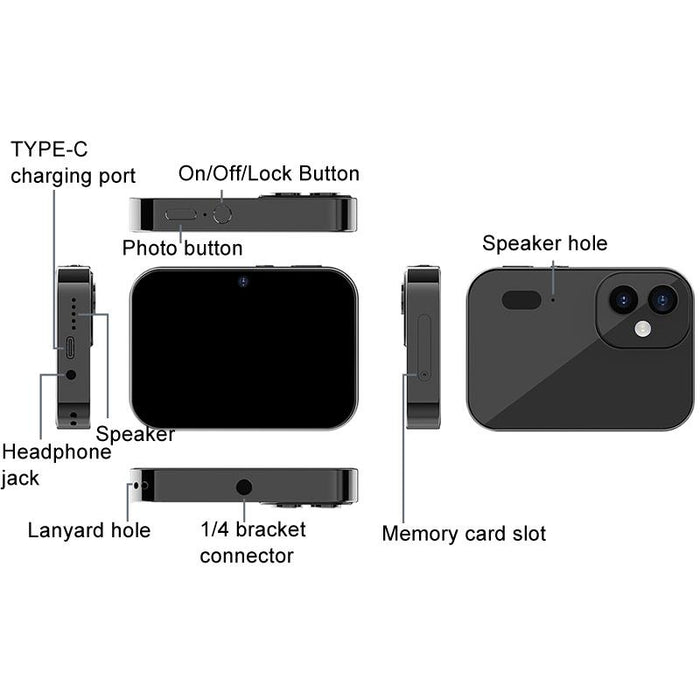 D6 Ccd Hd Digital Camera Movie Music Smart Camera Touch Screen Student Card Video Recorder Excluding Memory