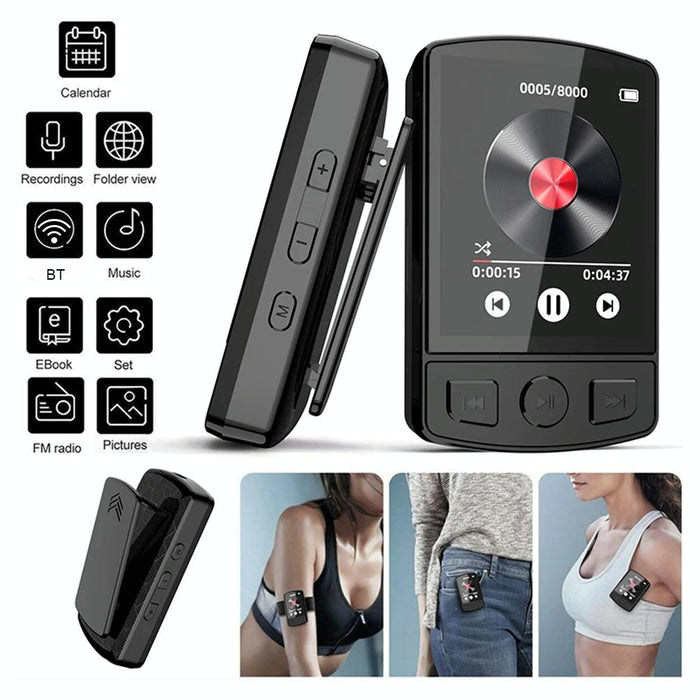 1.8 Inch Color Screen Mp3 / Mp4 Bluetooth Walkman With Back Clip