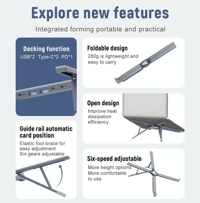 5-in-1 Laptop Docking Station Stand Increased Folding Heat