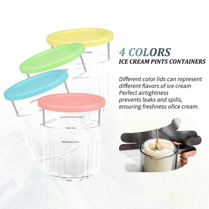 4Pc Set For Ninja Creami Deluxe 24Oz Ice Cream Containers