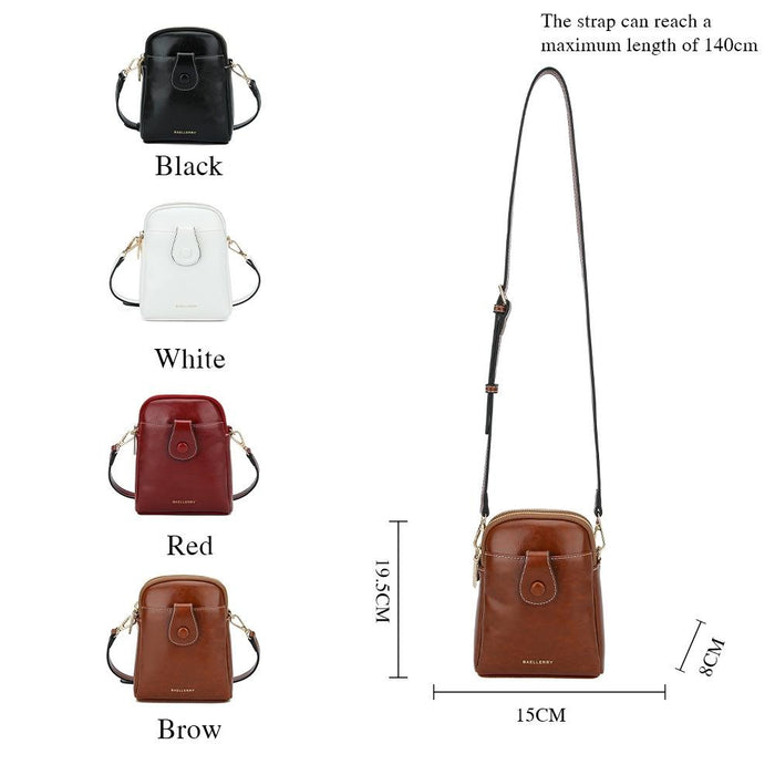 Oil Wax Leather Double Zip Crossbody Phone Bag