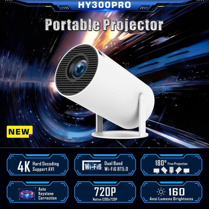 Hy300 Pro Smart Projector Android 11.0 System 120 Lumen Portable Projector