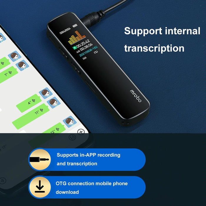 Mrobo Rv-19 0.96-Inch Hd Screen 3D Noise Reduction Recording Pen Music Player Capacity 128Gb Black