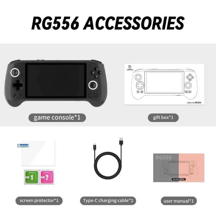 Rg556 Handheld Game Console Android 13 System 5.48-Inch Amoled Screen Wifi Bluetooth Game Player 128Gb & 128Gb