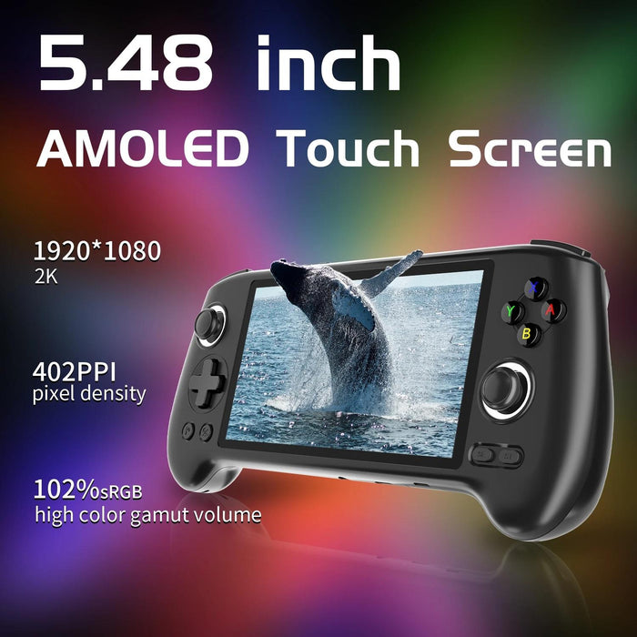 Rg556 Handheld Game Console Android 13 System 5.48-Inch Amoled Screen Wifi Bluetooth Game Player 128Gb & 128Gb