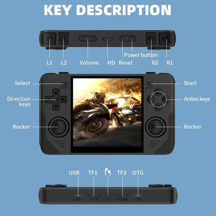 Rgb30 4 Inch Ips Screen Handheld Game Console Built In Wifi＋Bluetooth 16Gb & 128Gb Black