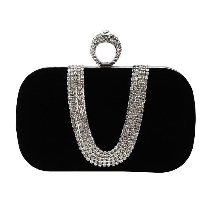 U Shape Embellished Ladies Banquet Evening Clutch Bag