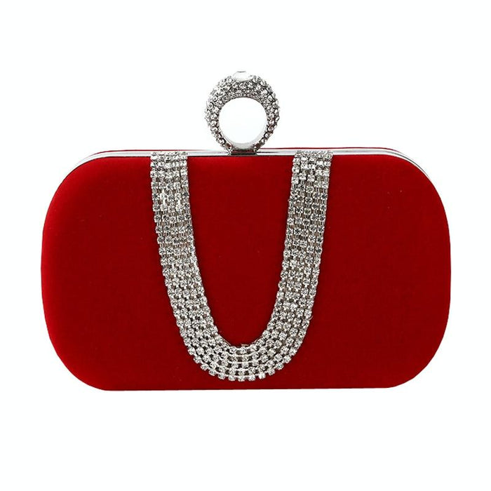 U Shape Embellished Ladies Banquet Evening Clutch Bag