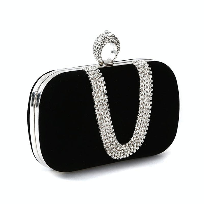 U Shape Embellished Ladies Banquet Evening Clutch Bag