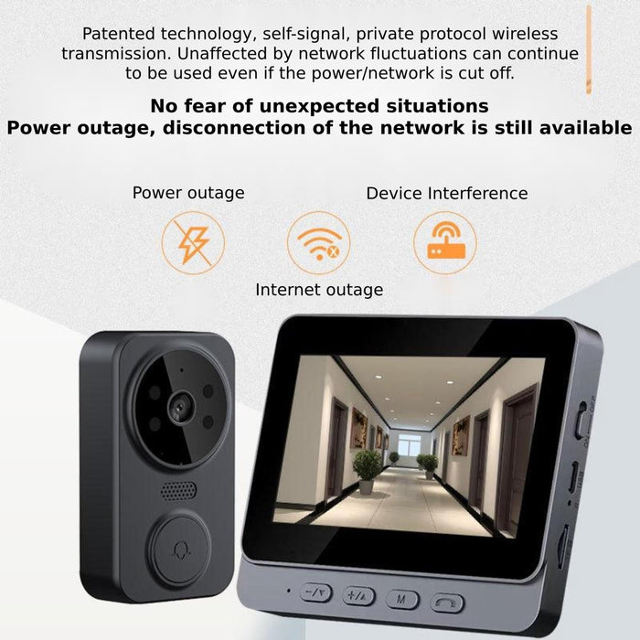 Wireless 2.4G Visual Intercom Doorbell 4.3 Inch Ips Screen With Camera Monitor Night Vision