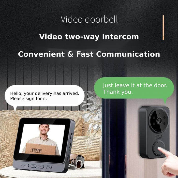 Wireless 2.4G Visual Intercom Doorbell 4.3 Inch Ips Screen With Camera Monitor Night Vision