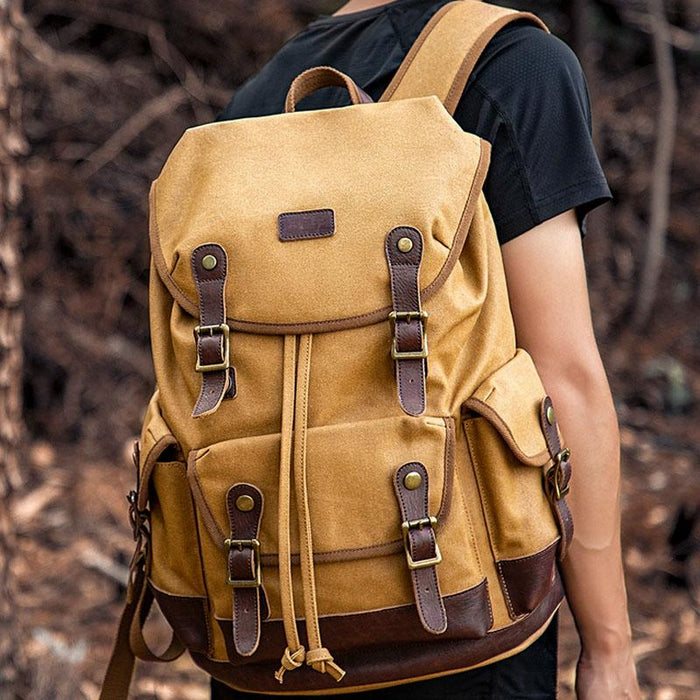 Travel-ready Retro Canvas Backpack - Spacious Design