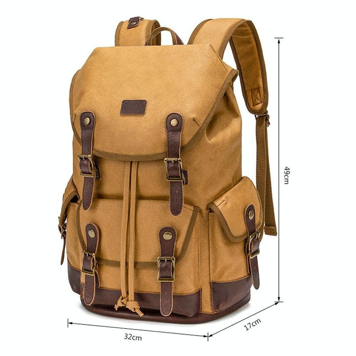 Travel-ready Retro Canvas Backpack - Spacious Design