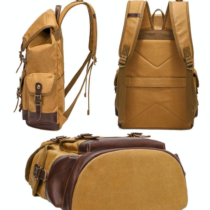 Travel-ready Retro Canvas Backpack - Spacious Design