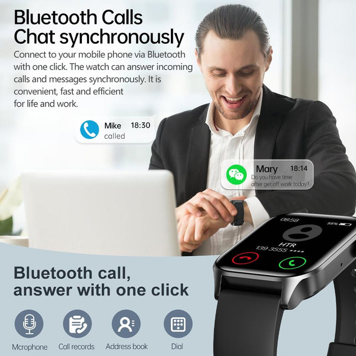 1.85 Inch Ip67 Waterproof Sports Health Monitoring Bluetooth Call Smart Watch
