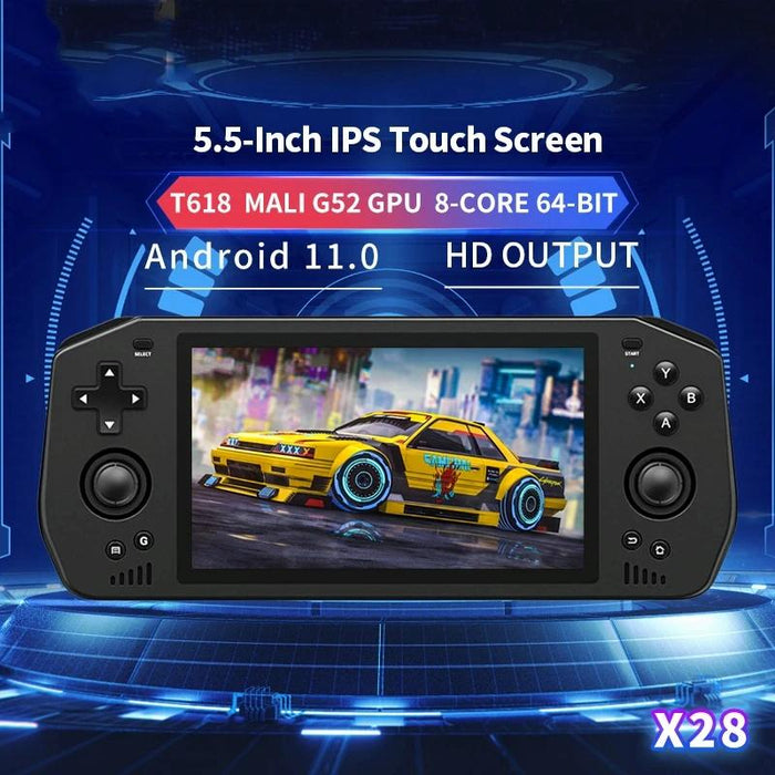 X28 Android 11 Handheld Retro Game Console 5.5 Inch Touch Ips Screen Game Machine 4 & 64G