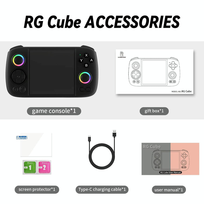 Rg Cube Retro Handheld Game Console With 3.95 Inch Screen T820 Cpu Android 13 Rgb Light With 128G Tf Card