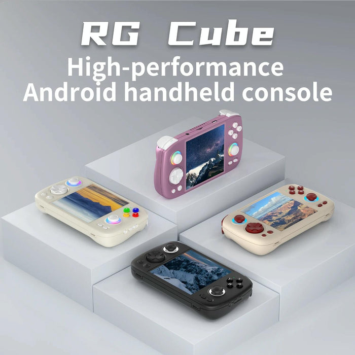 Rg Cube Retro Handheld Game Console With 3.95 Inch Screen T820 Cpu Android 13 Rgb Light With 128G Tf Card