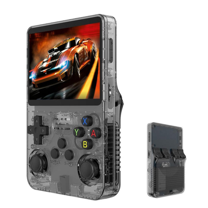 R36S Retro Handheld Game Console Linux System 3.5-Inch Ips Screen Portable Video Player 128G Gray Transparent