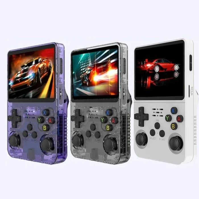 R36S Retro Handheld Game Console Linux System 3.5-Inch Ips Screen Portable Video Player 128G Gray Transparent