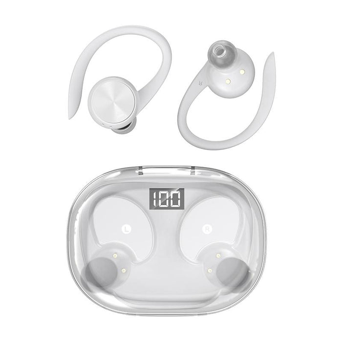 Stereo Hanging Ear Bluetooth Earphones With Digital Display Charging Compartment