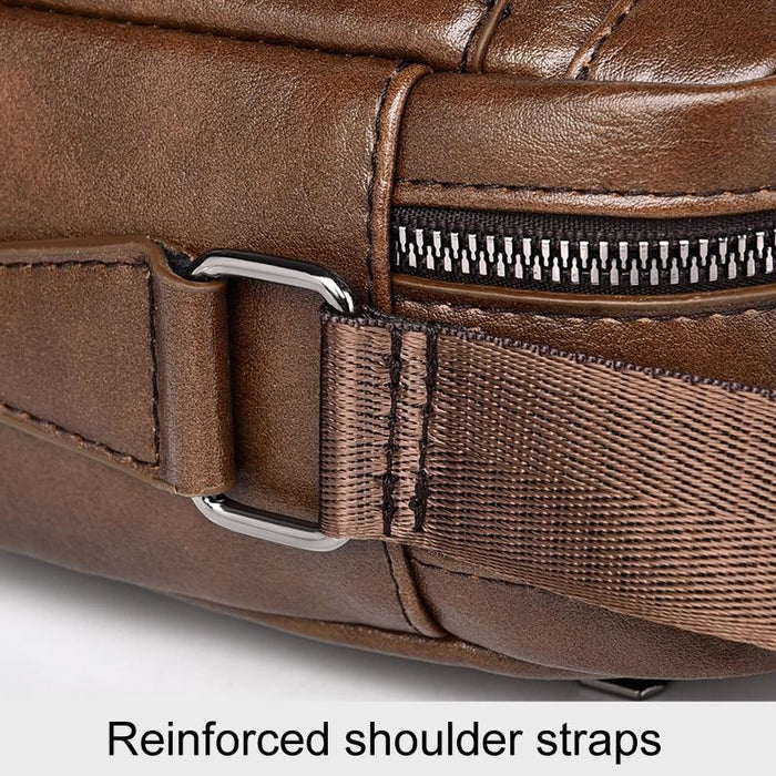 Large Capacity Men Crossbody Bag Casual Pu Handbag Black