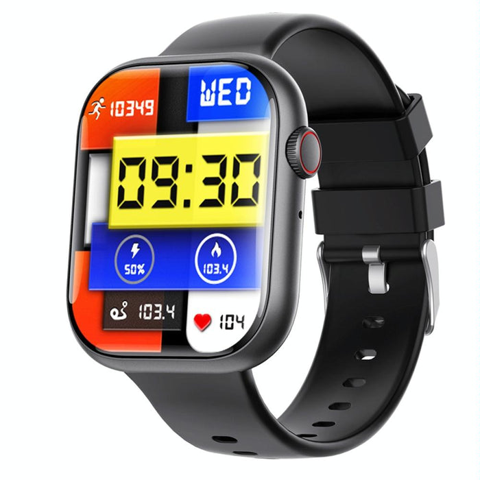 2.1 Inch Screen Smart Watch With Blood Sugar / Blood Oxygen Monitoring / Sos Alarm / 100+ Sports Modes - Black 3-Bead Steel