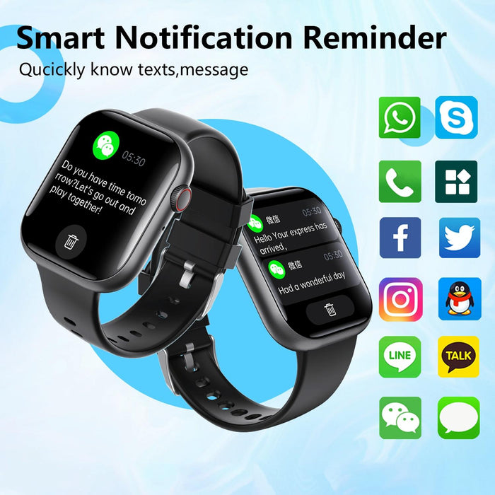 2.1 Inch Screen Smart Watch With Blood Sugar / Blood Oxygen Monitoring / Sos Alarm / 100+ Sports Modes - Black 3-Bead Steel
