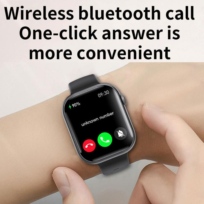 2.1 Inch Screen Smart Watch With Blood Sugar / Blood Oxygen Monitoring / Sos Alarm / 100+ Sports Modes - Black 3-Bead Steel