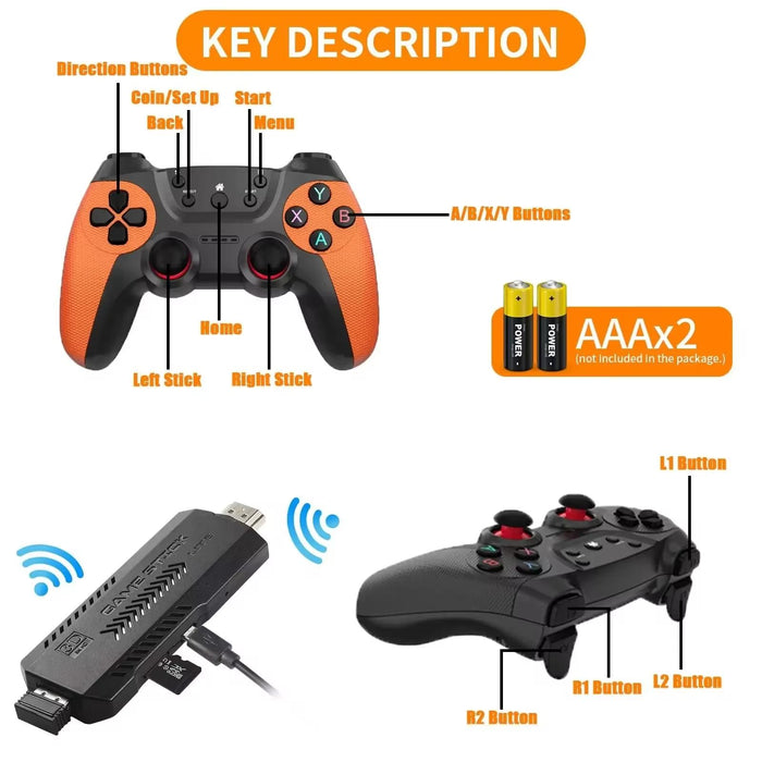 X2 Ultra Video Game Stick Console With 2.4G Double Wireless Controller 128Gb